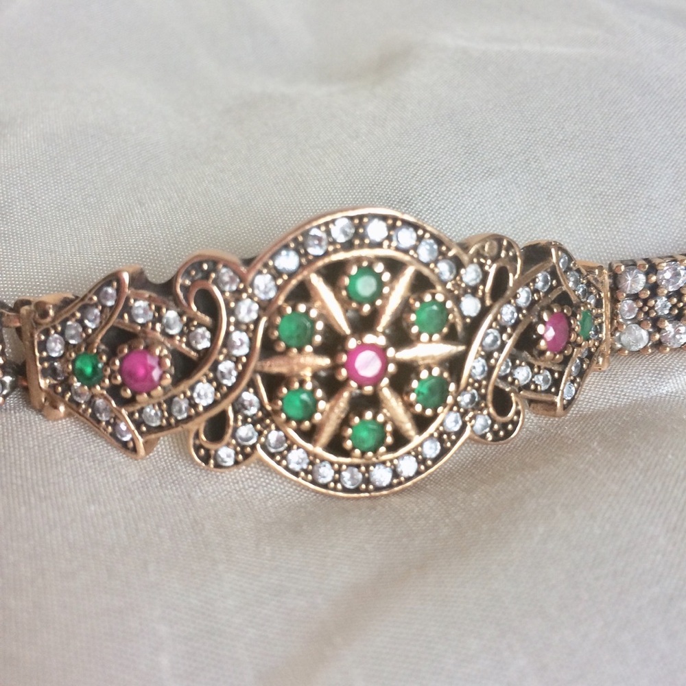 925 bracelet with gold plated accent and gemstones
